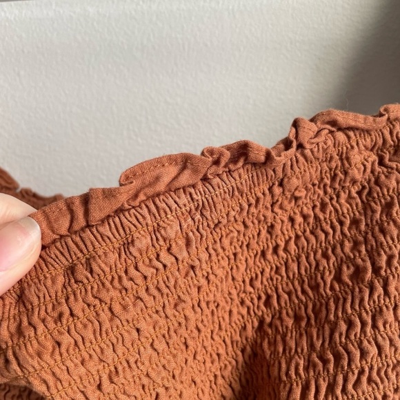 Abercrombie & Fitch • Terracotta Off Shoulder Puff Sleeve Romper - Picture 3 of 7